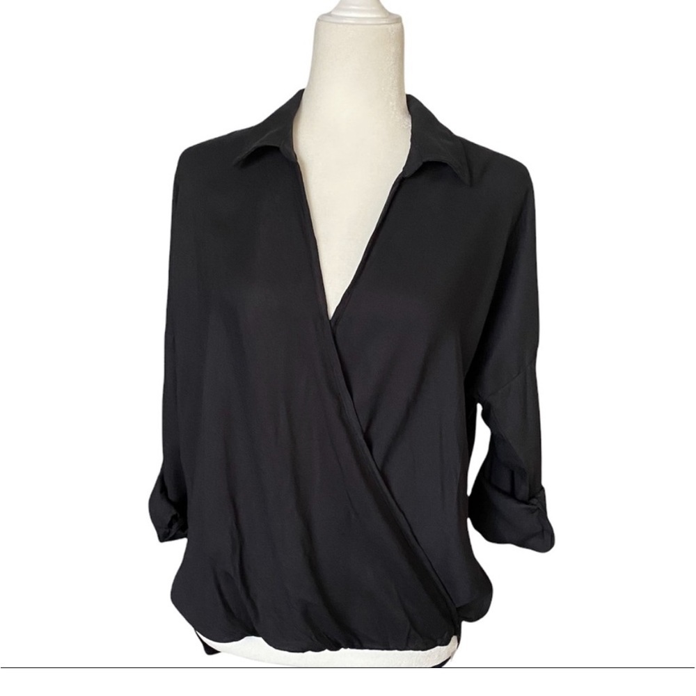 Love Stitch Black Hi-Lo V Neck Blouse - Size Small